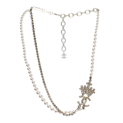Chanel Pearl Crystal CC Crown Multi Strand Necklace Gold 3 of 6