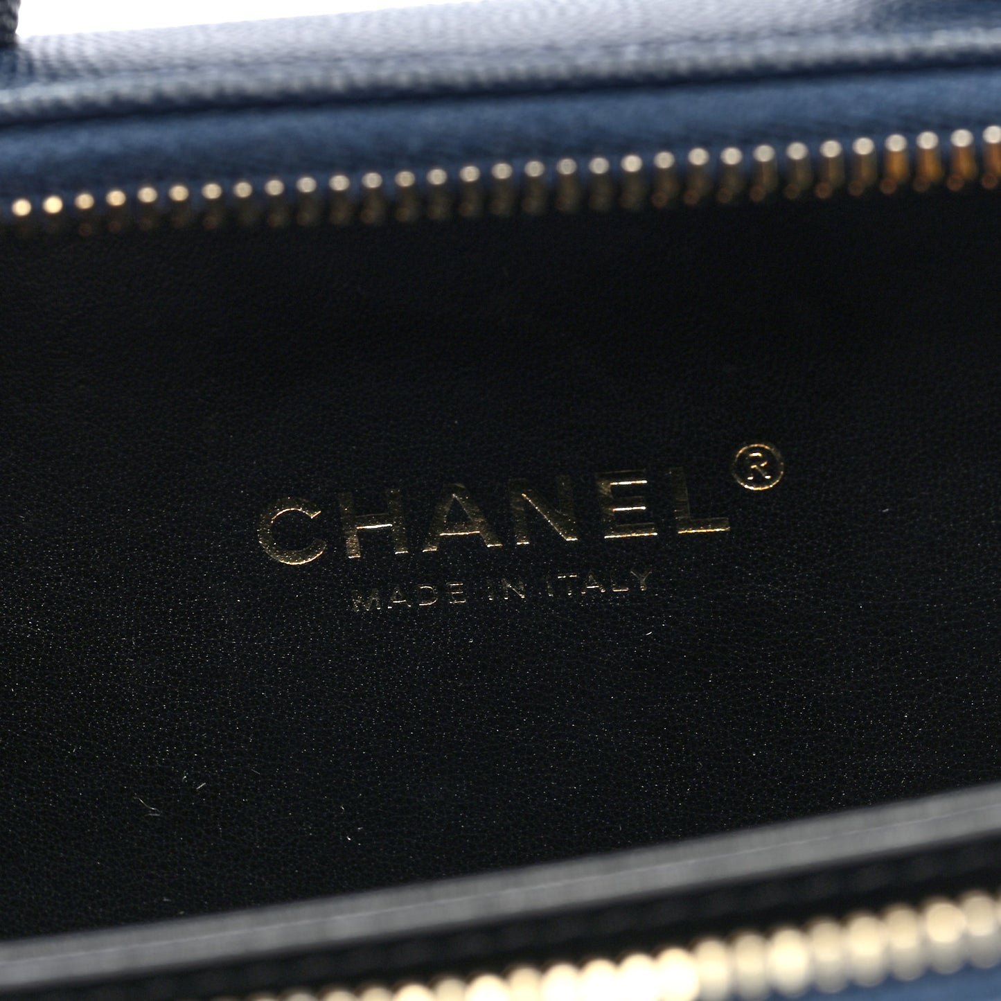 Caviar Quilted Small CC Filigree Vanity Case Navy Black