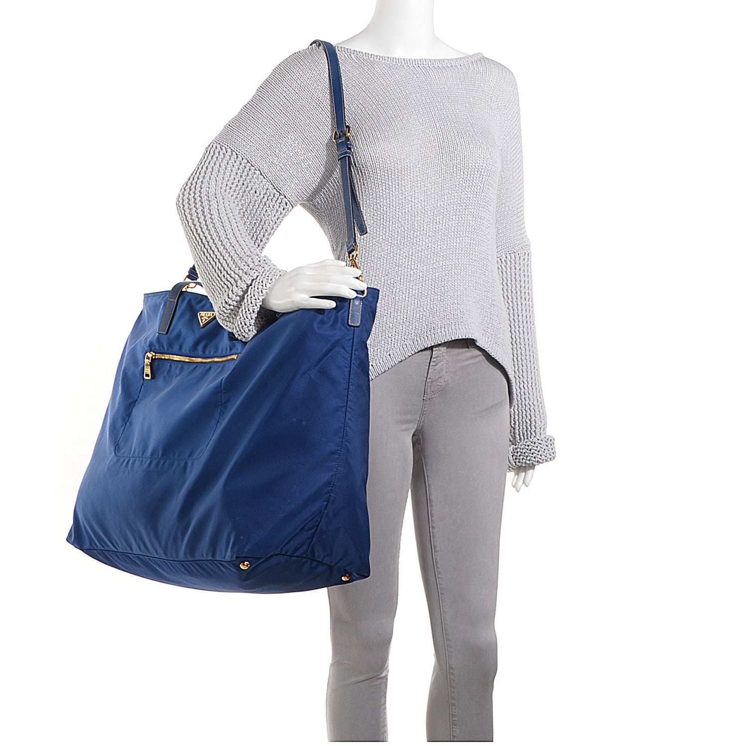 Prada Saffiano Tessuto Nylon Tote Bleuette 2 of 11