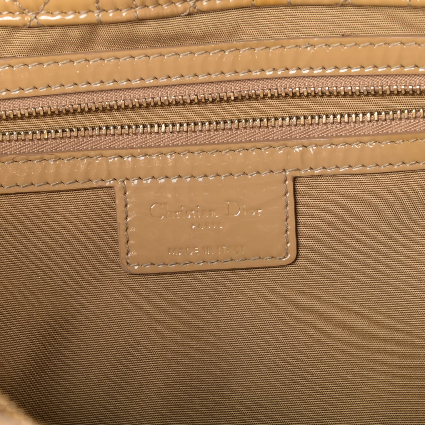 Patent Cannage Large Dior Soft Shopping Tote Beige