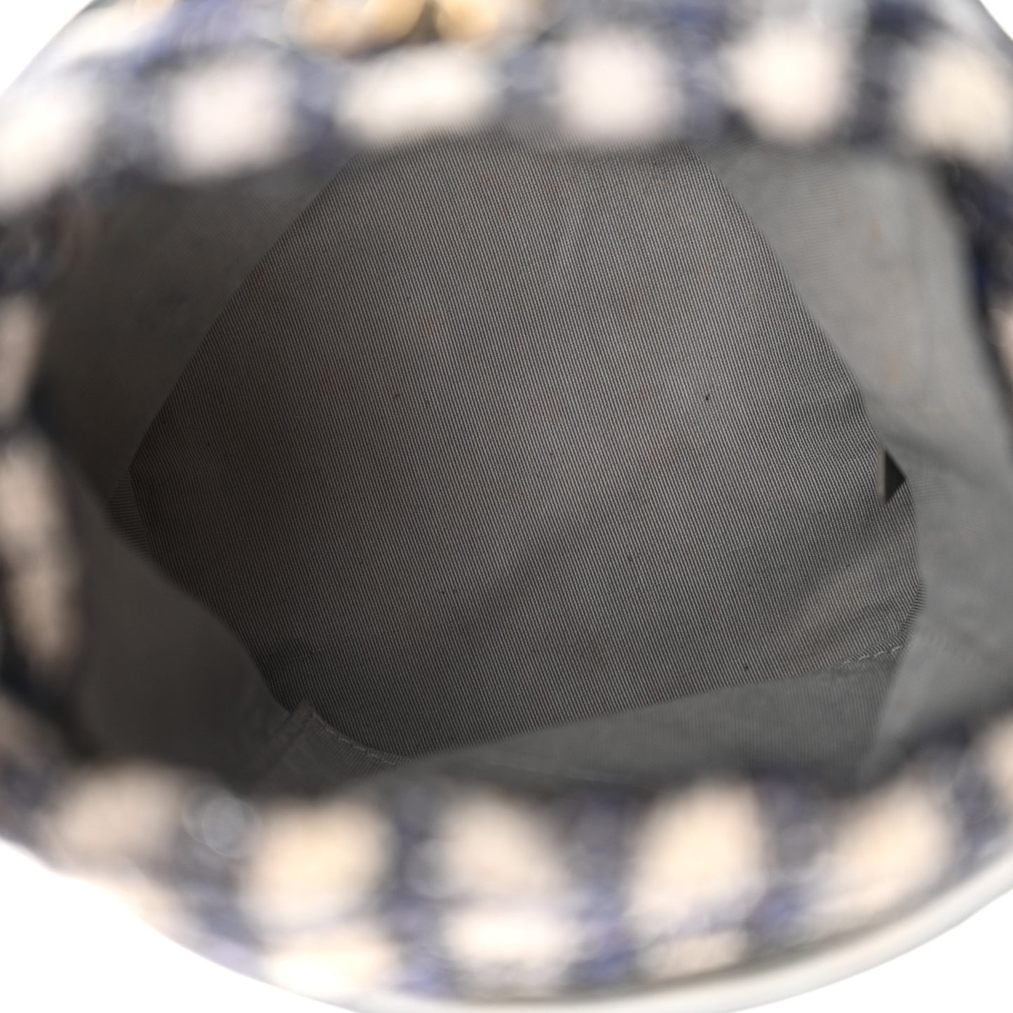 Calfskin Tweed Medium CC Chain Bucket Drawstring Bag Navy Blue Multicolor