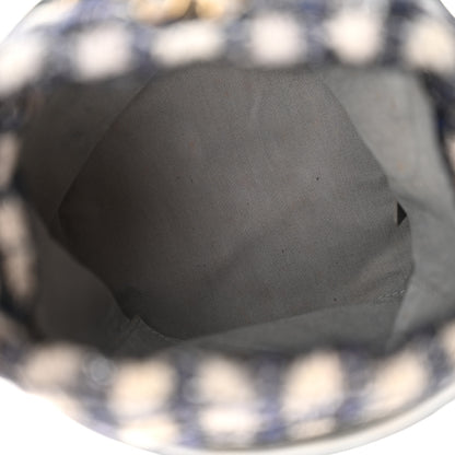 Chanel Calfskin Tweed Medium CC Chain Bucket Drawstring Bag Navy Blue Multicolor 5 of 13