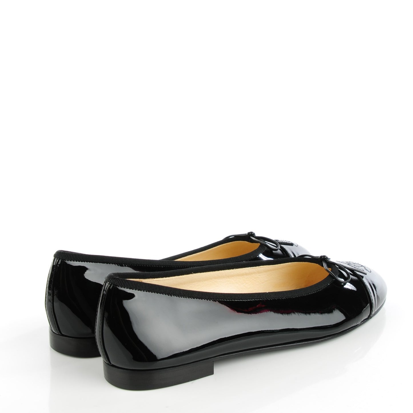 Patent Cap Toe Ballerina Flats 40 Black