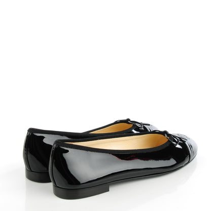 Chanel Patent Cap Toe Ballerina Flats 40 Black 4 of 9