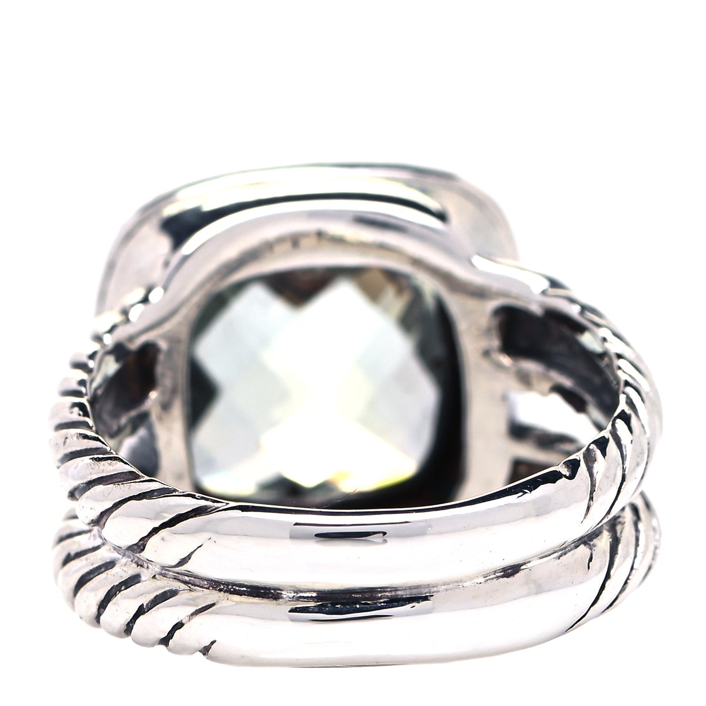 Sterling Silver Diamond Prasiolite 11mm Albion Ring 52 6