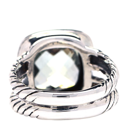 David Yurman Sterling Silver Diamond Prasiolite 11mm Albion Ring 52 6 3 of 4