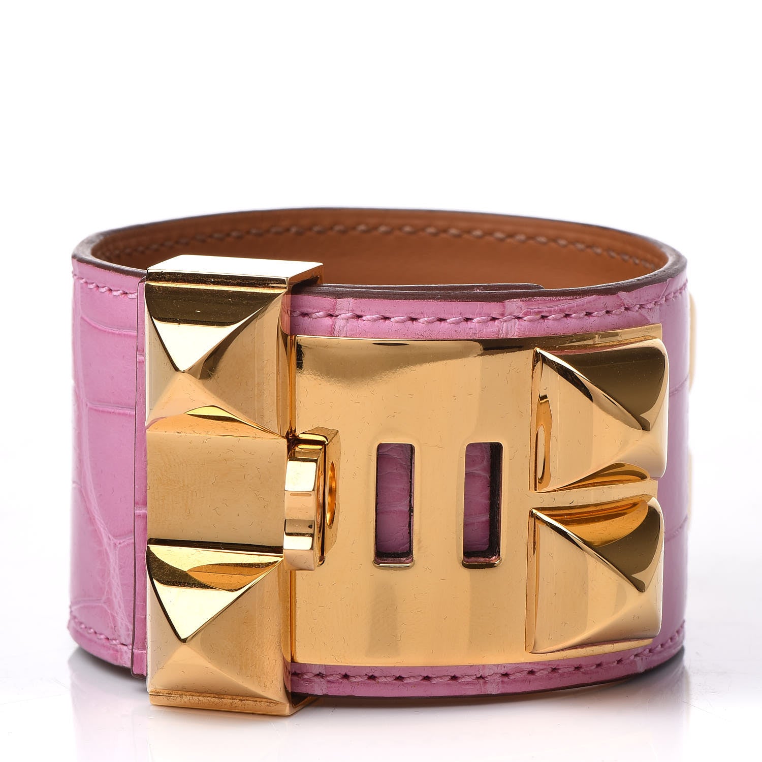 Hermes Matte Alligator Collier De Chien CDC Bracelet T2 5P Pink 3 of 7