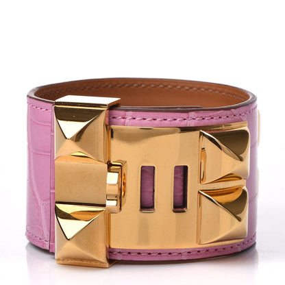 Hermes Matte Alligator Collier De Chien CDC Bracelet T2 5P Pink 3 of 7