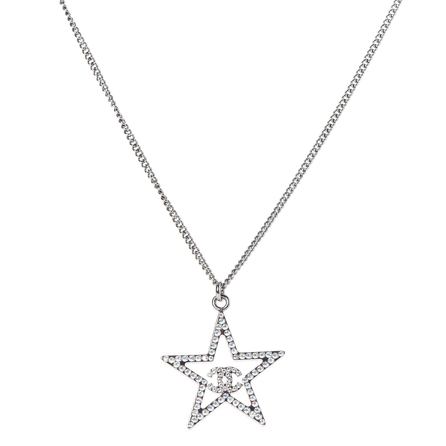 Ruthenium Crystal Star CC Necklace Iridescent Pink