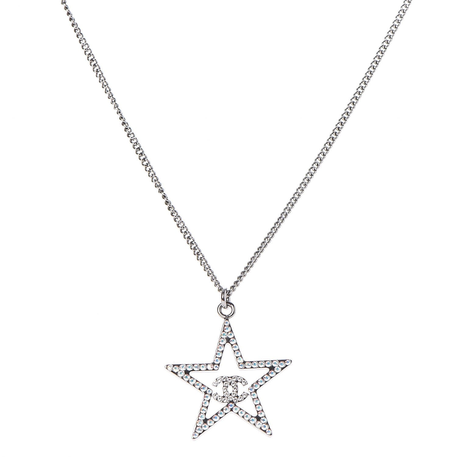 Chanel Ruthenium Crystal Star CC Necklace Iridescent Pink 1 of 6
