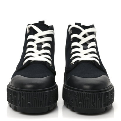 Hermes Canvas Calfskin Itineraire Ankle Boot 38 Black 2 of 10