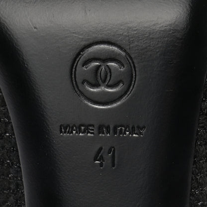 Chanel Tweed Grosgrain Cap Toe Pearl Mule 41 Black 8 of 8