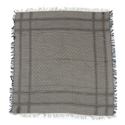 Gucci Wool Silk GG Monogram Diamante Plaid Surviee Shawl Beige Dark Brown 1 of 5
