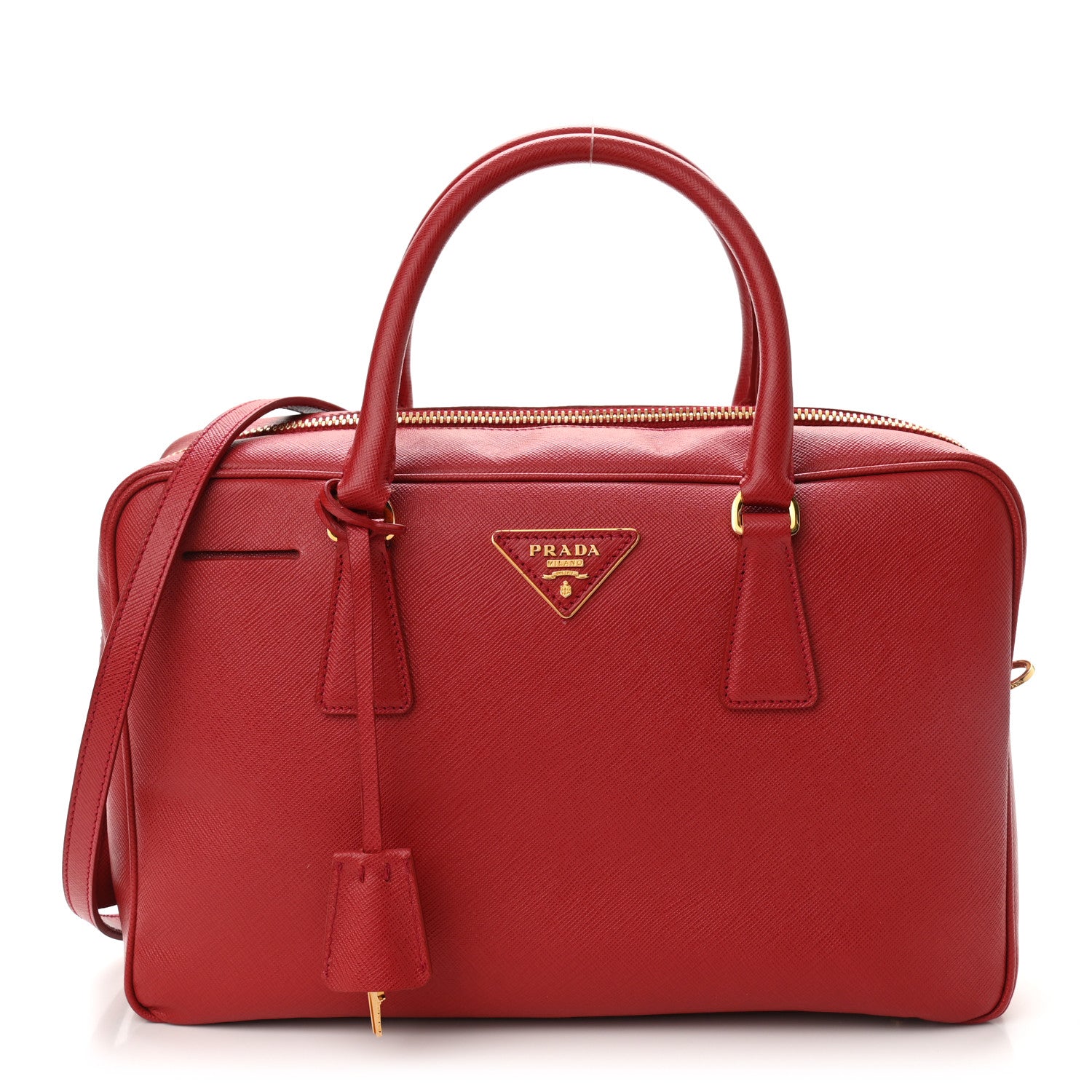 Prada Saffiano Lux Bowler Fuoco 1 of 9