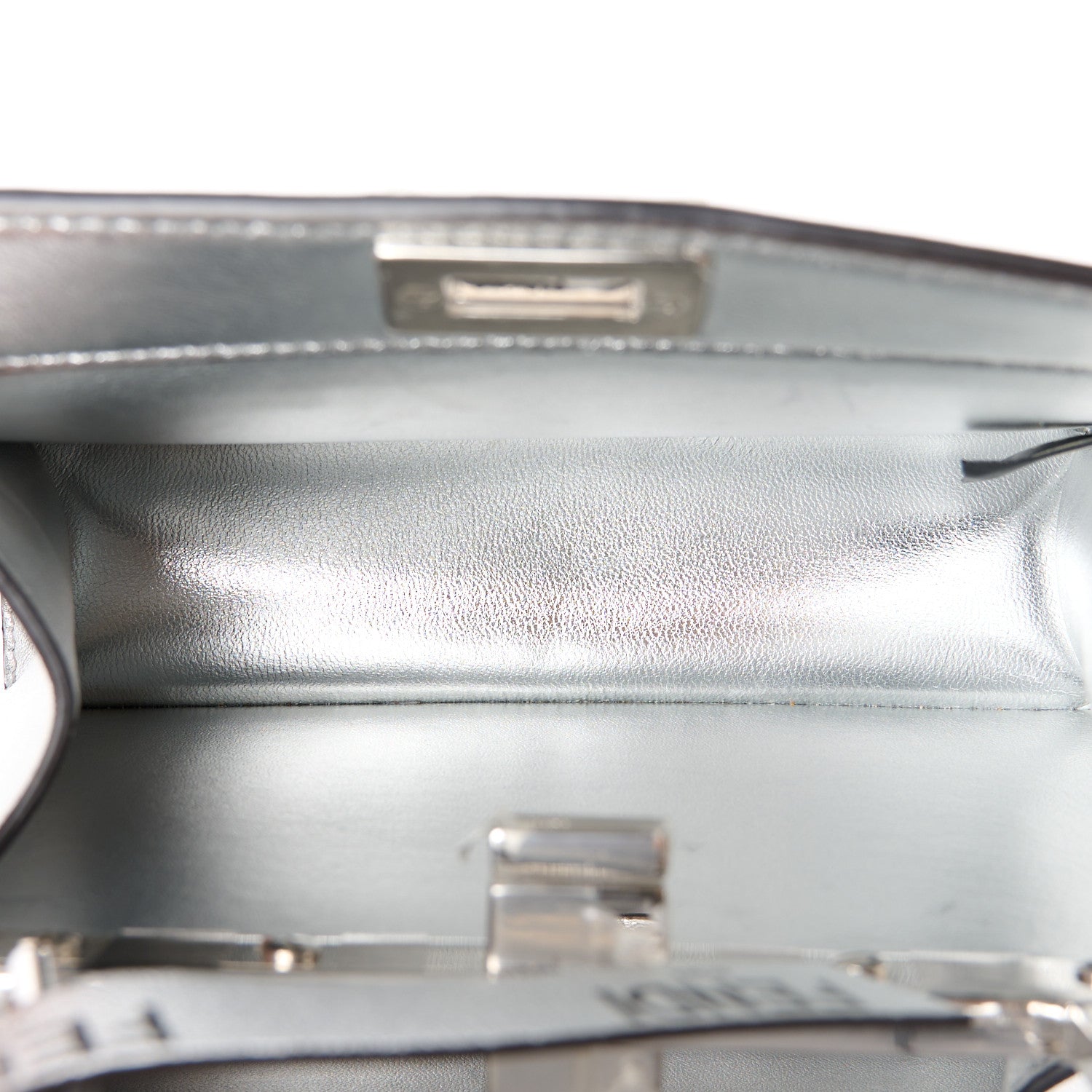 Fendi X MARC JACOBS Vitello Catalan Mirror Petite Peekaboo I SEE U Satchel Argento 6 of 11