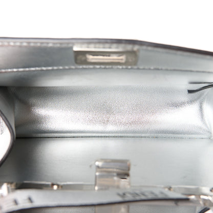 Fendi X MARC JACOBS Vitello Catalan Mirror Petite Peekaboo I SEE U Satchel Argento 6 of 11