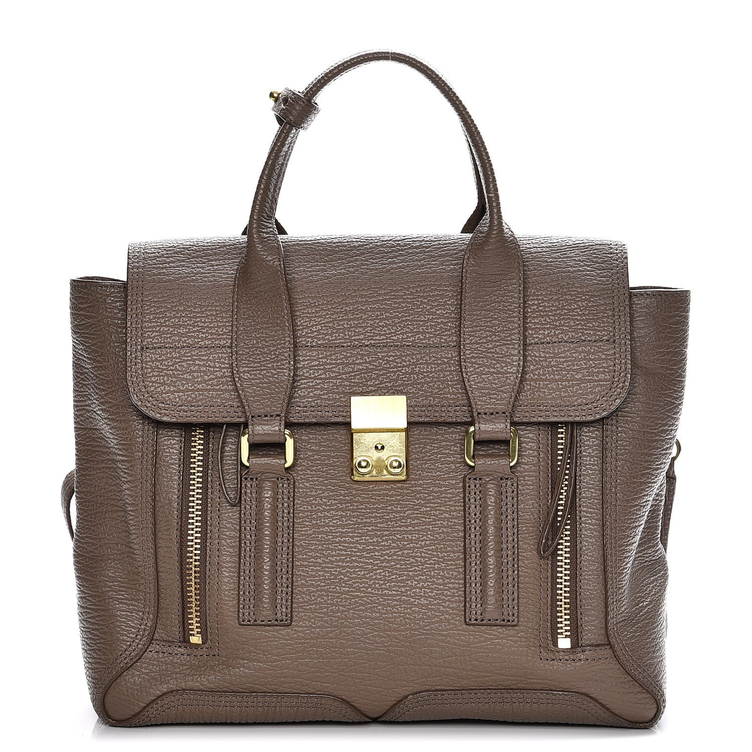 3.1 Phillip Lim 3.1 Textured Calfskin Medium Pashli Satchel Taupe 1 of 8