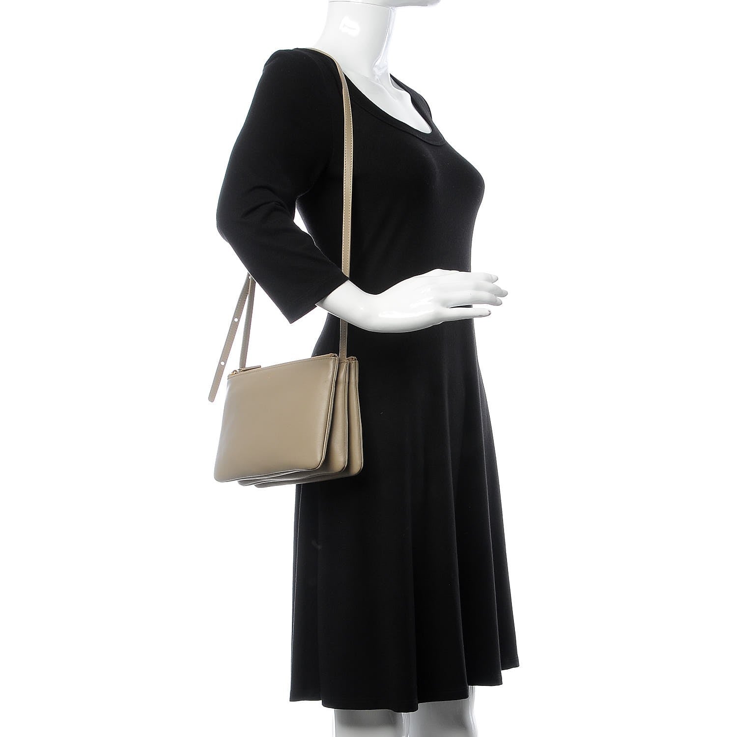 Celine Lambskin Small Trio Crossbody Bag Beige 2 of 10