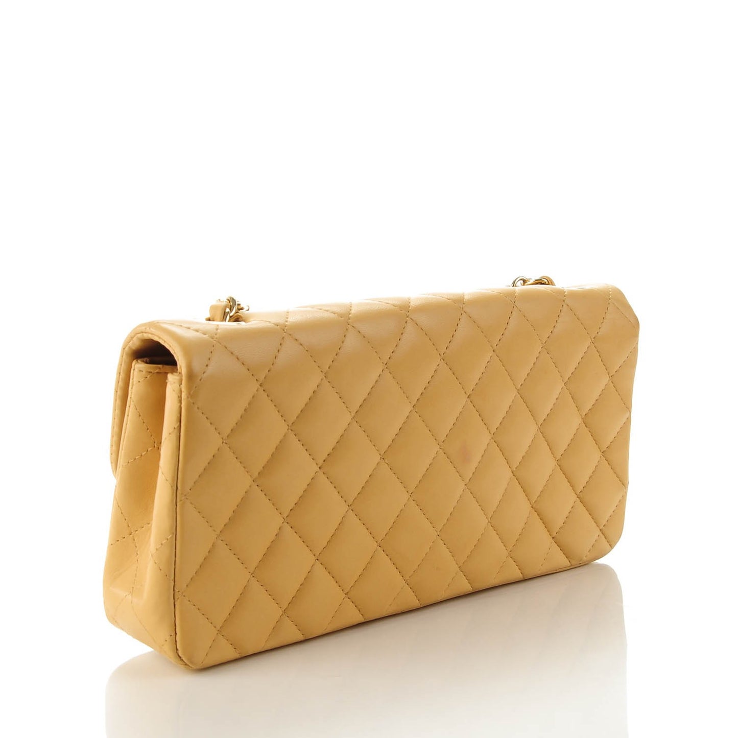 Lambskin Quilted East West Flap Beige