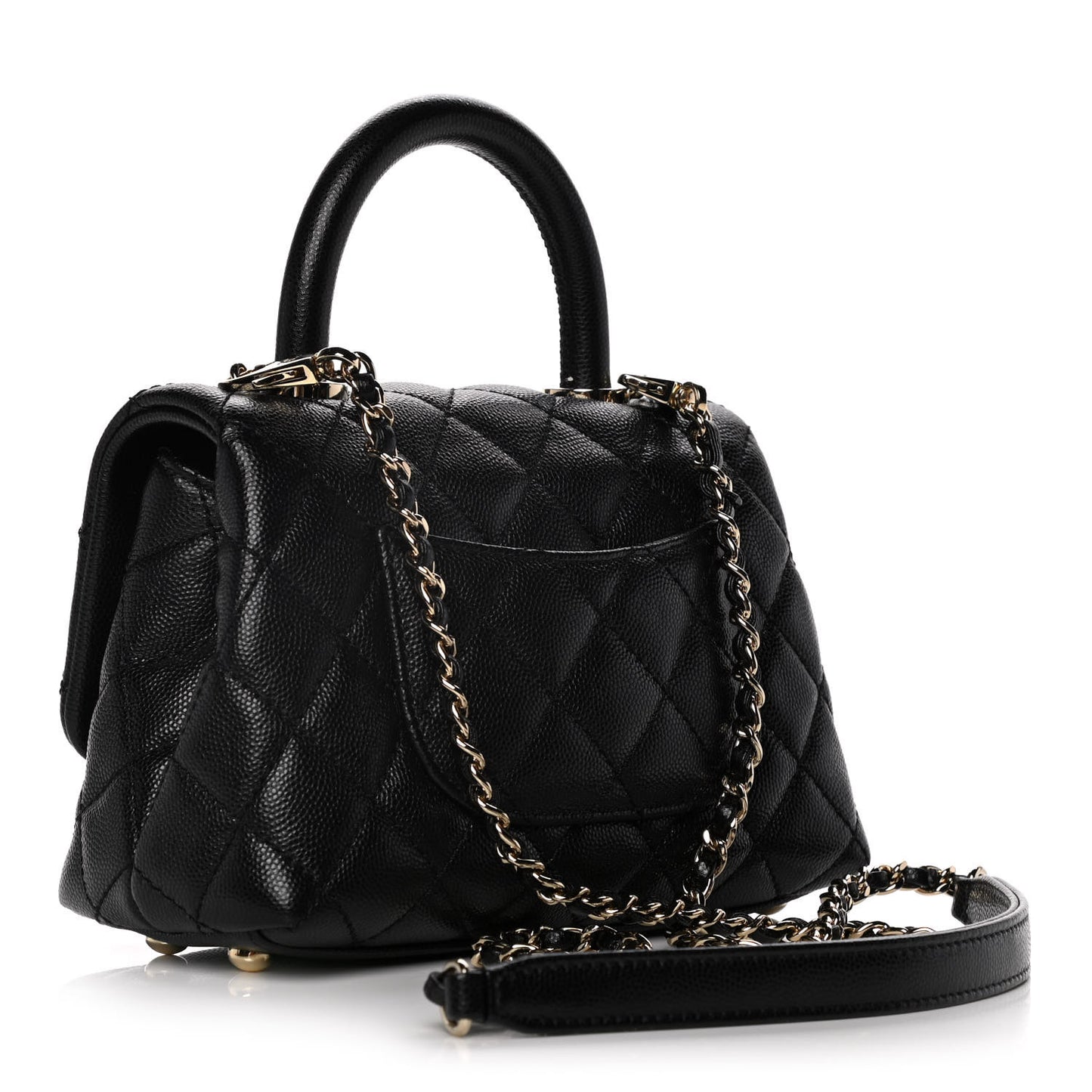 Caviar Quilted Extra Mini Coco Handle Flap Black