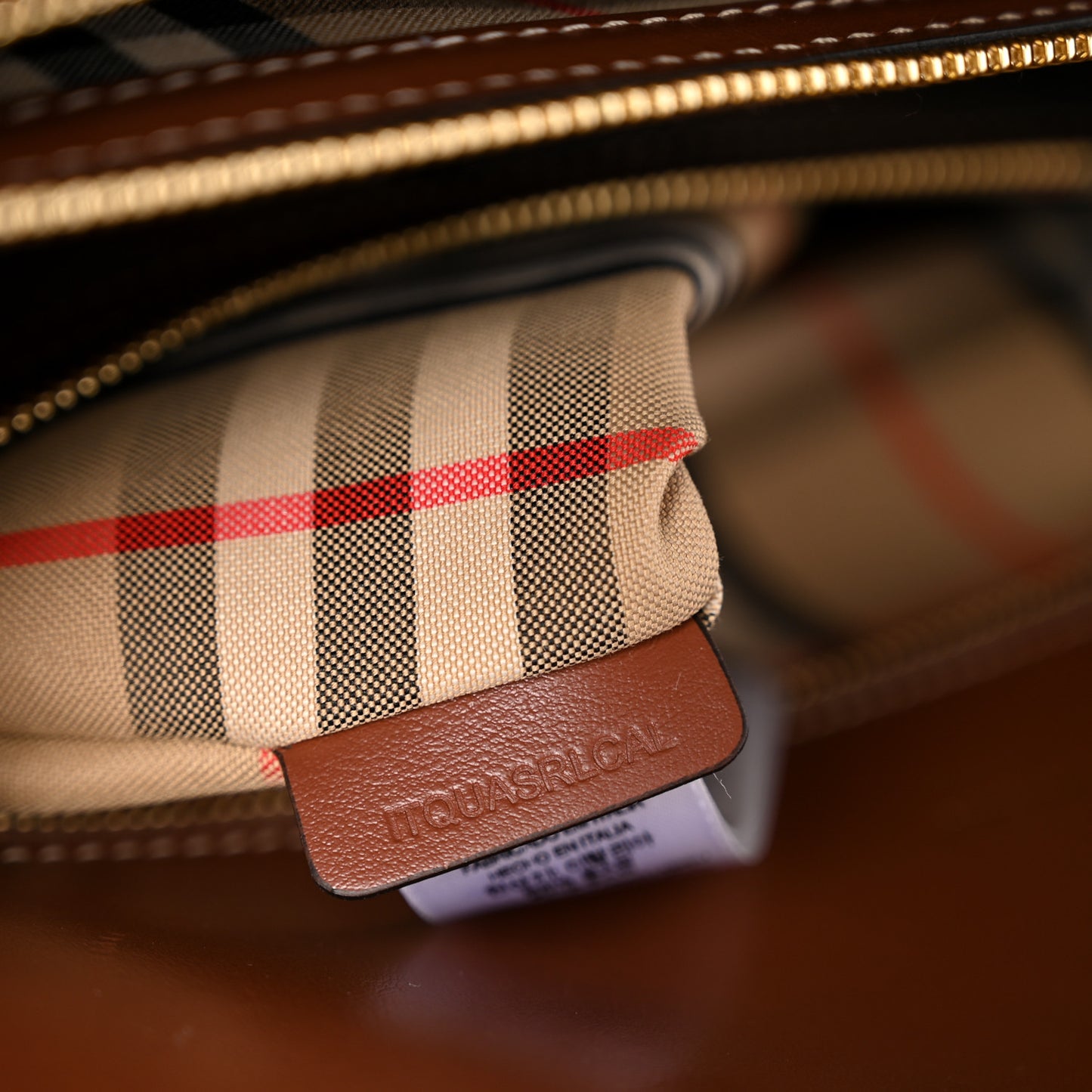 Calfskin Vintage Check Medium Two Handle Title Bag Black
