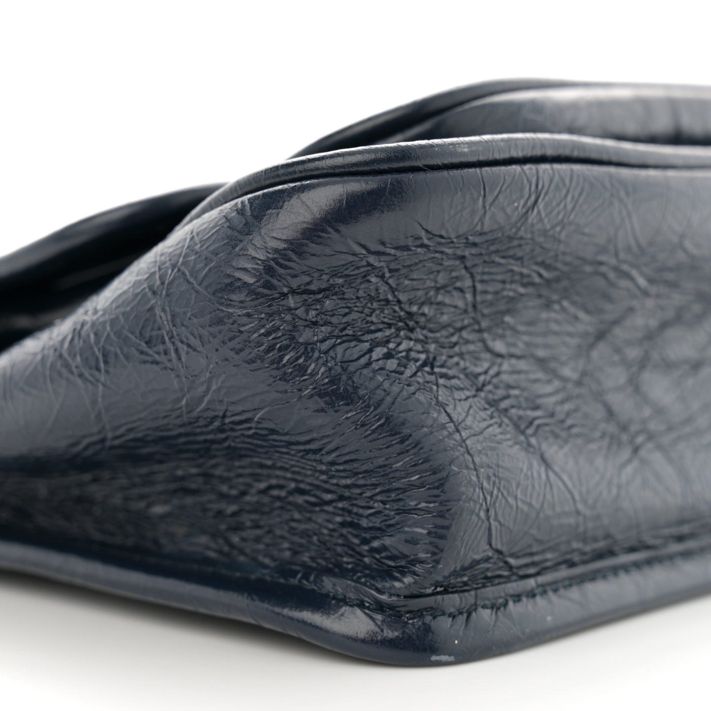Crinkled Calfskin Matelasse Monogram Baby Niki Chain Satchel Navy
