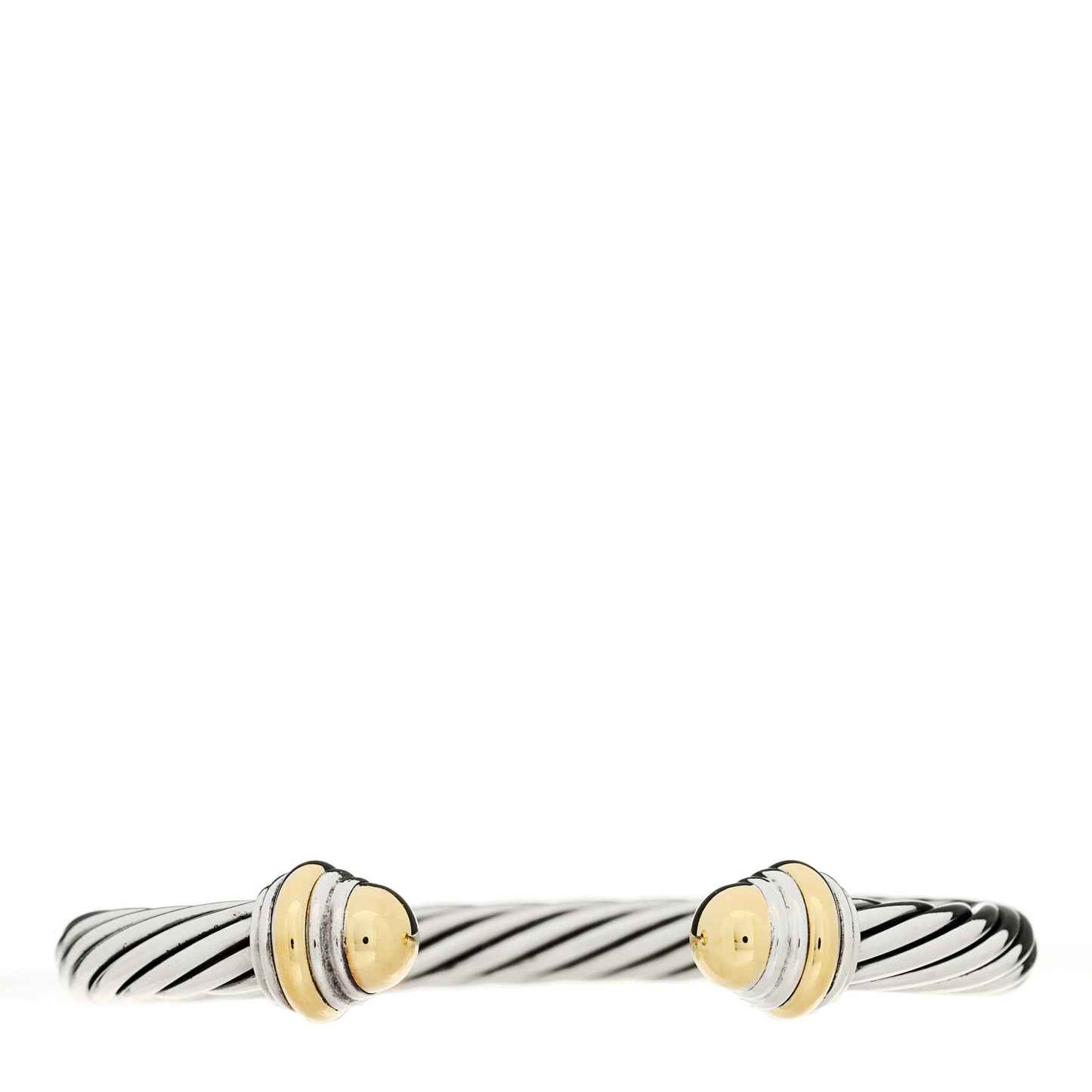 Sterling Silver 14K Yellow Gold 7mm Cable Classics Dome Bracelet