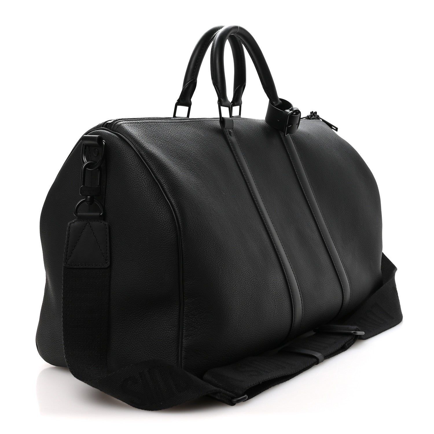 Louis Vuitton Grained Calfskin Aerogram Keepall Bandouliere 50 Black 2 of 8