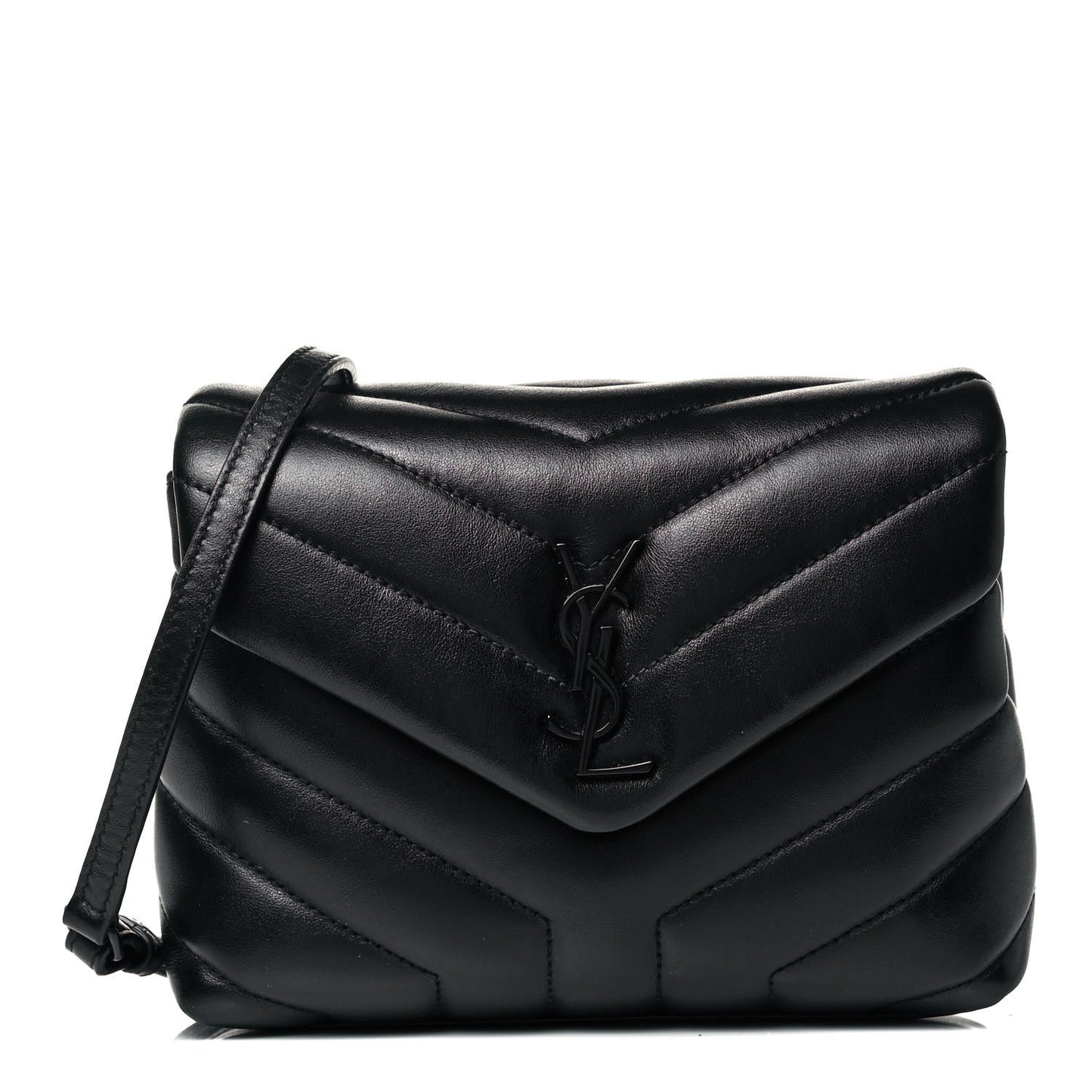 Calfskin Y Quilted Monogram Toy Loulou Crossbody Bag Black