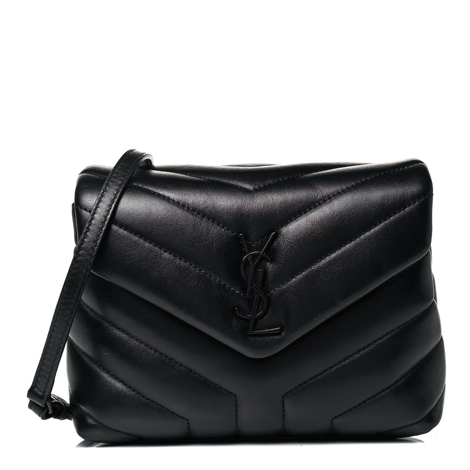 Saint Laurent Calfskin Y Quilted Monogram Toy Loulou Crossbody Bag Black 1 of 9