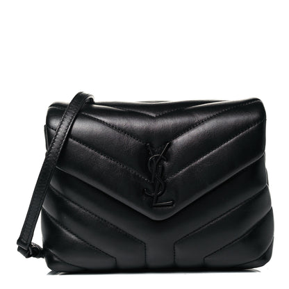Saint Laurent Calfskin Y Quilted Monogram Toy Loulou Crossbody Bag Black 1 of 9