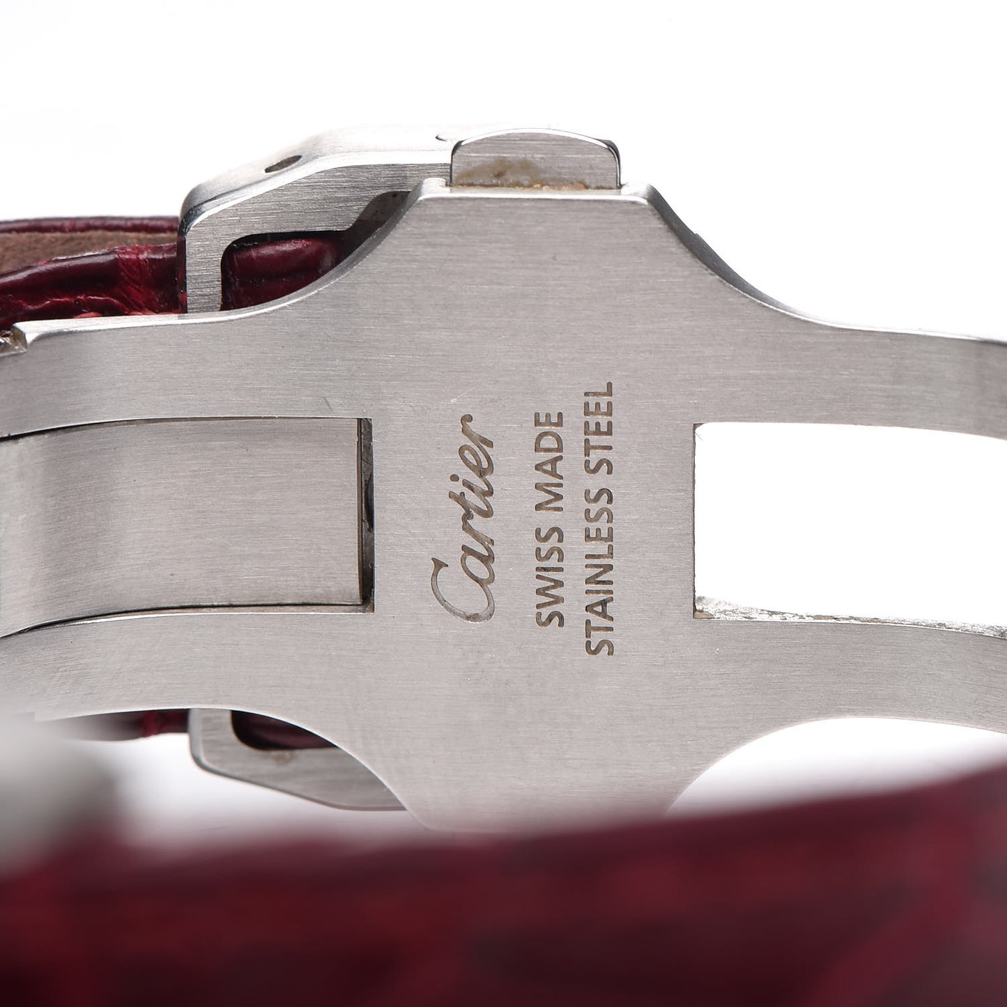 Stainless Steel Alligator 33mm Santos 100 Automatic Watch Red