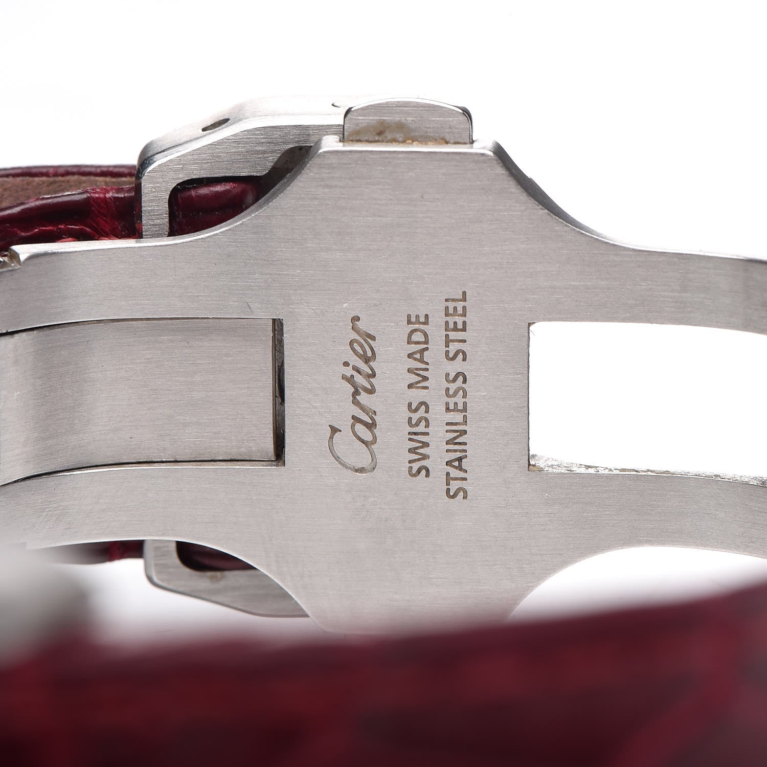 Cartier Stainless Steel Alligator 33mm Santos 100 Automatic Watch Red 9 of 10