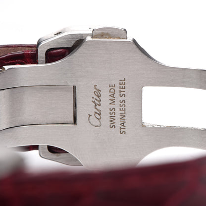 Cartier Stainless Steel Alligator 33mm Santos 100 Automatic Watch Red 9 of 10