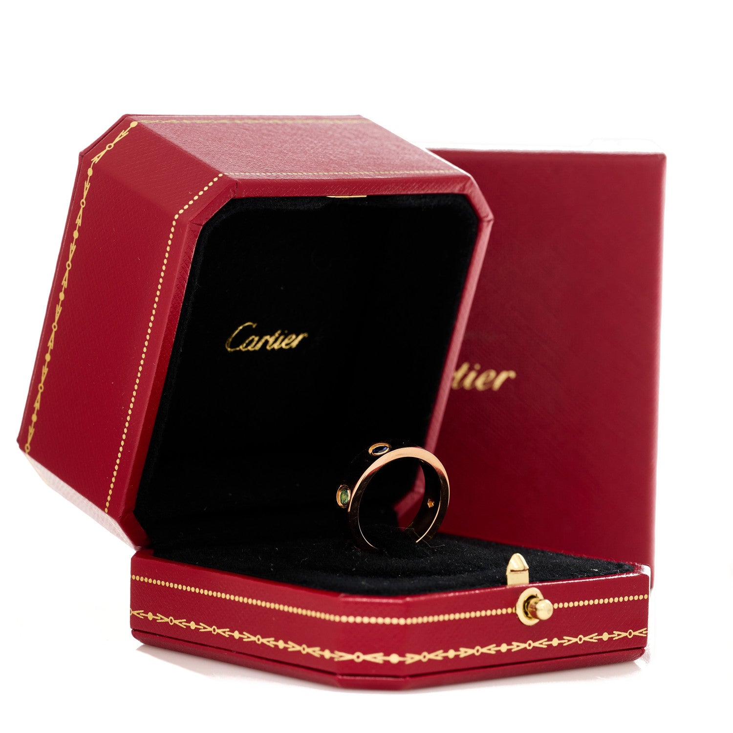 Cartier 18K Pink Gold Sapphire Garnet Amethyst 5.5mm LOVE Ring 56 7.5 6 of 6