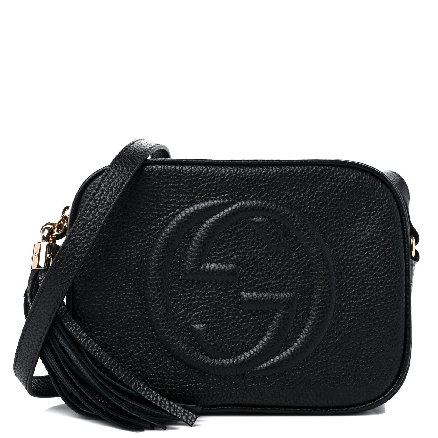Pebbled Calfskin Small Soho Disco Bag Black