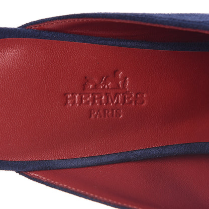 Hermes Suede Goatskin Paradis Mule 36.5 Bleu Diplomatique 7 of 9