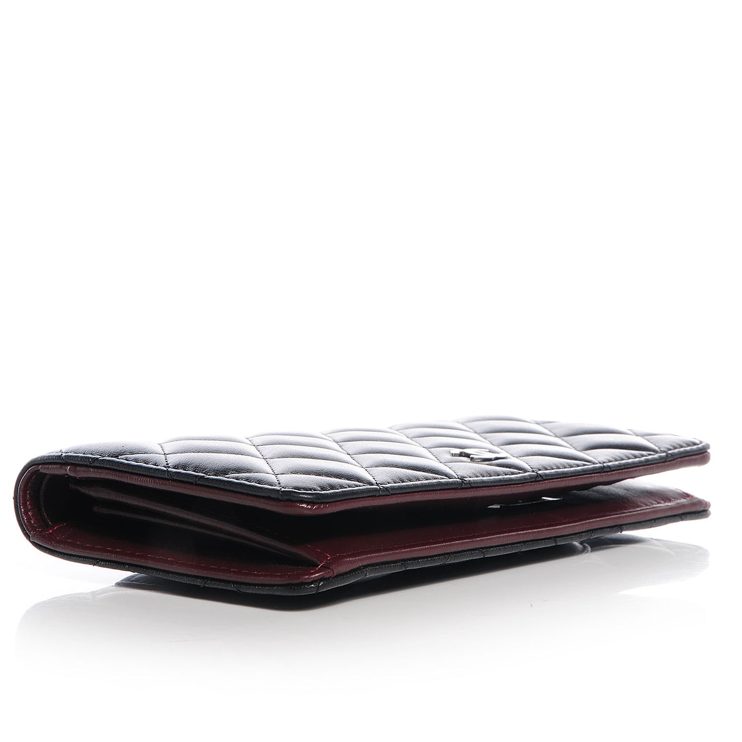 Lambskin Quilted Yen Wallet Black