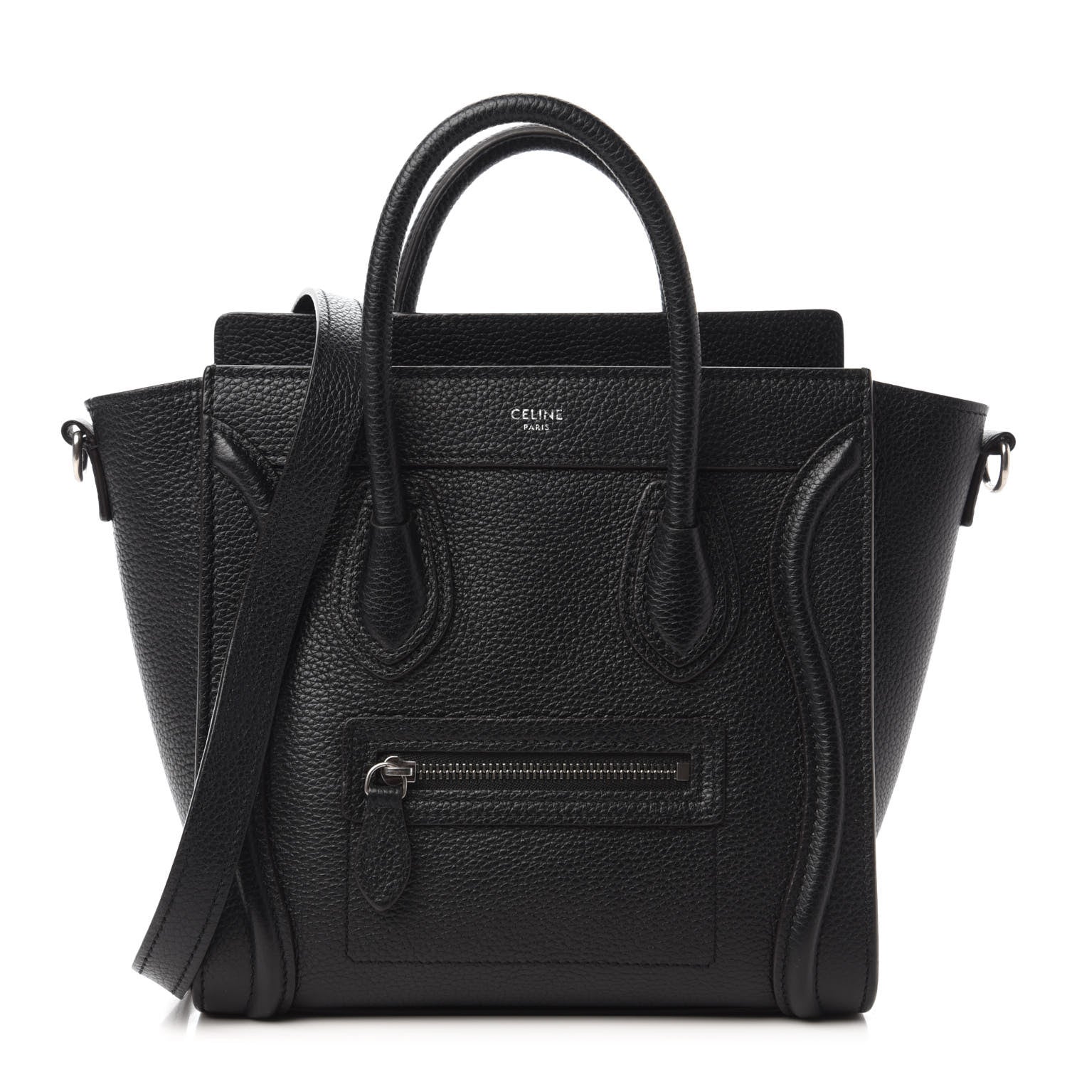 Celine Drummed Calfskin Nano Luggage Black 1 of 9