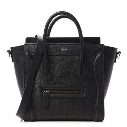 Celine Drummed Calfskin Nano Luggage Black 1 of 9