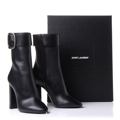 Saint Laurent Calfskin Joplin Buckle Booties 39.5 Black 9 of 9