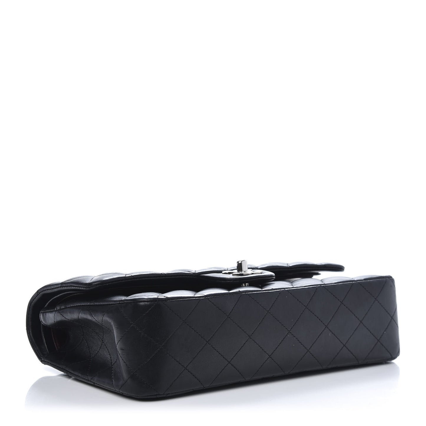 Lambskin Quilted Medium Double Flap Black