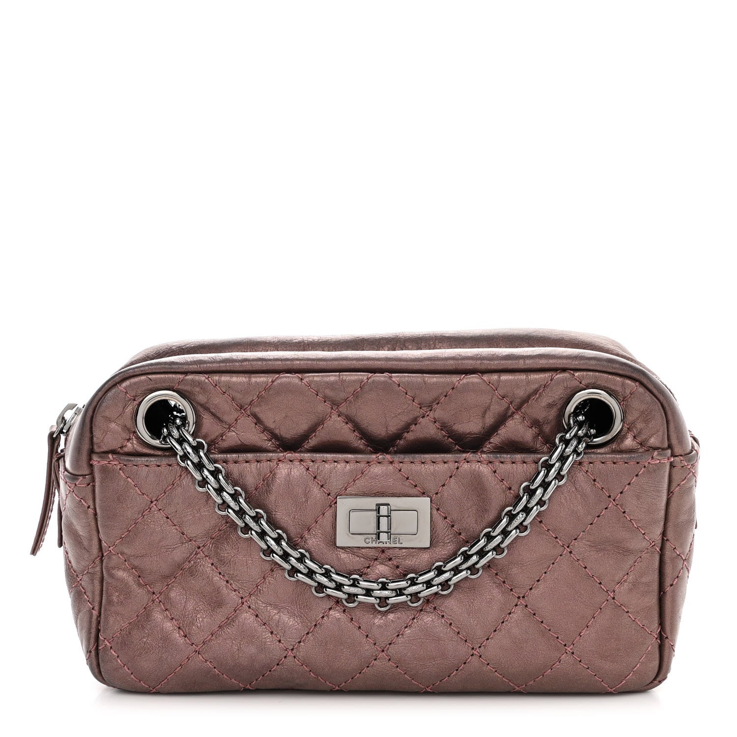 Chanel Metallic Aged Calfskin Quilted Small Reissue Camera Case Rose Fonce 1 of 10