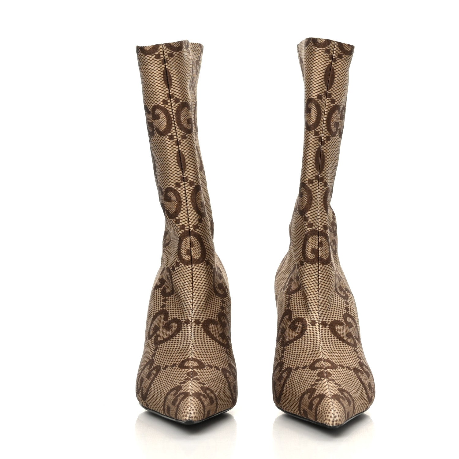 Balenciaga X GUCCI Jersey Maxi GG Monogram Crepe Knife Booties 35 Camel Ebony 2 of 6