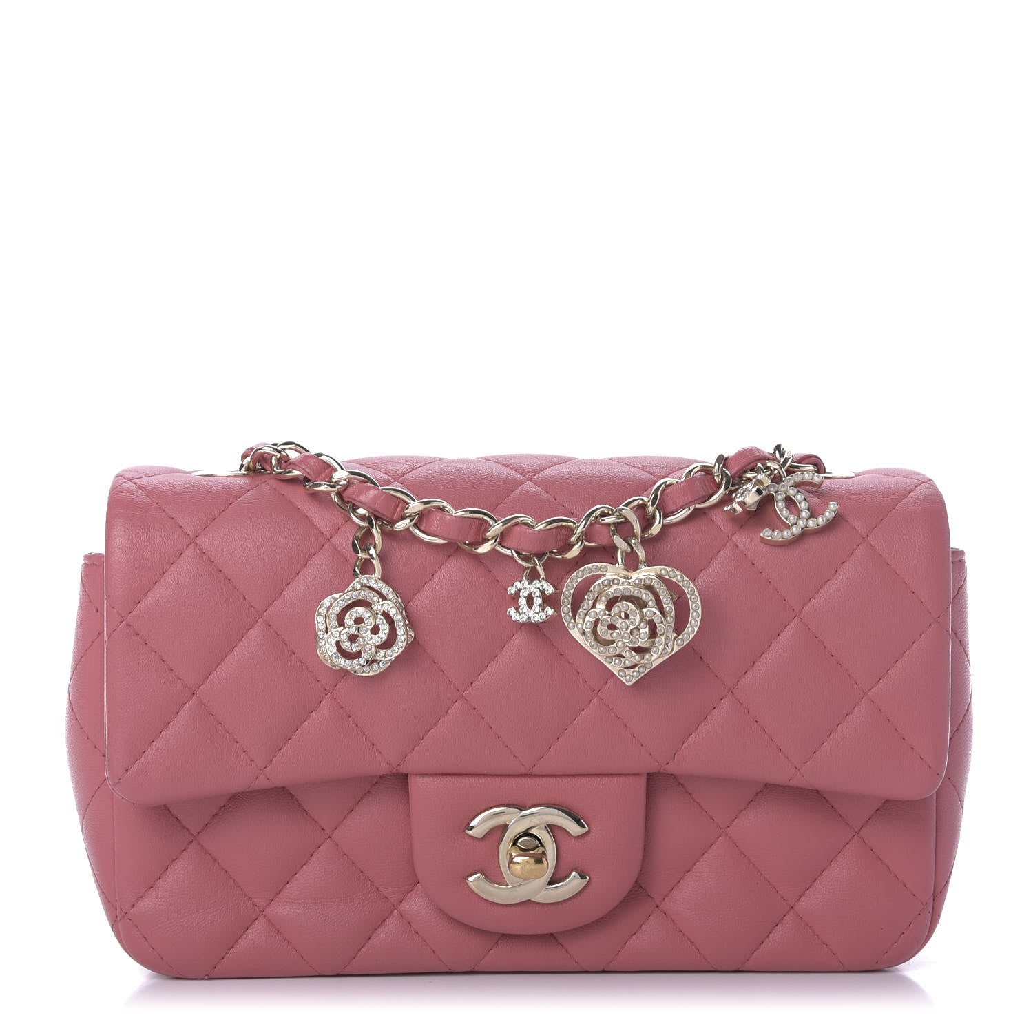 Chanel Lambskin Quilted Valentine Charms Mini Rectangular Flap Pink 1 of 9