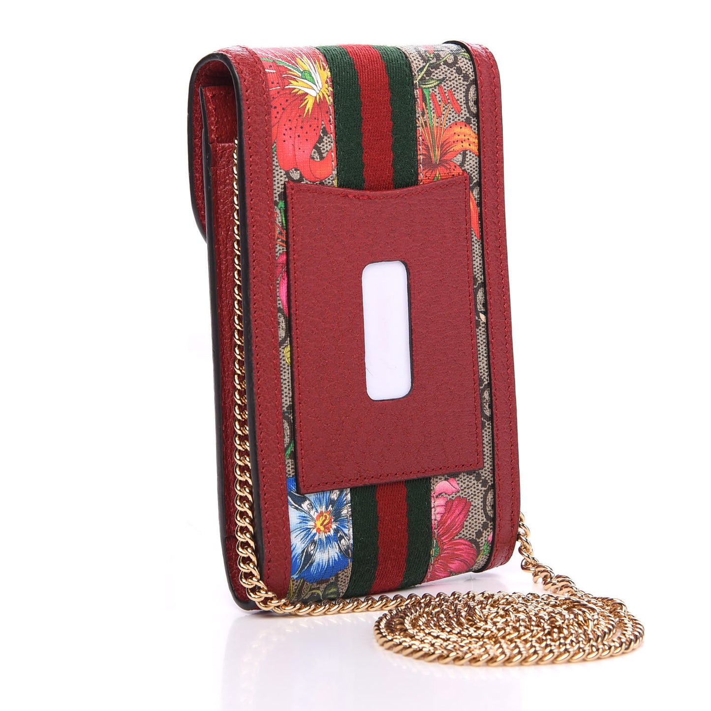 GG Supreme Monogram Flora Ophidia Phone Case Crossbody Red