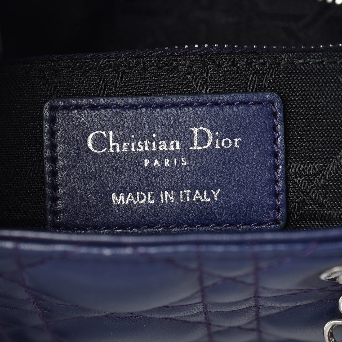 Lambskin Cannage Small Lucky Badges My Lady Dior Navy