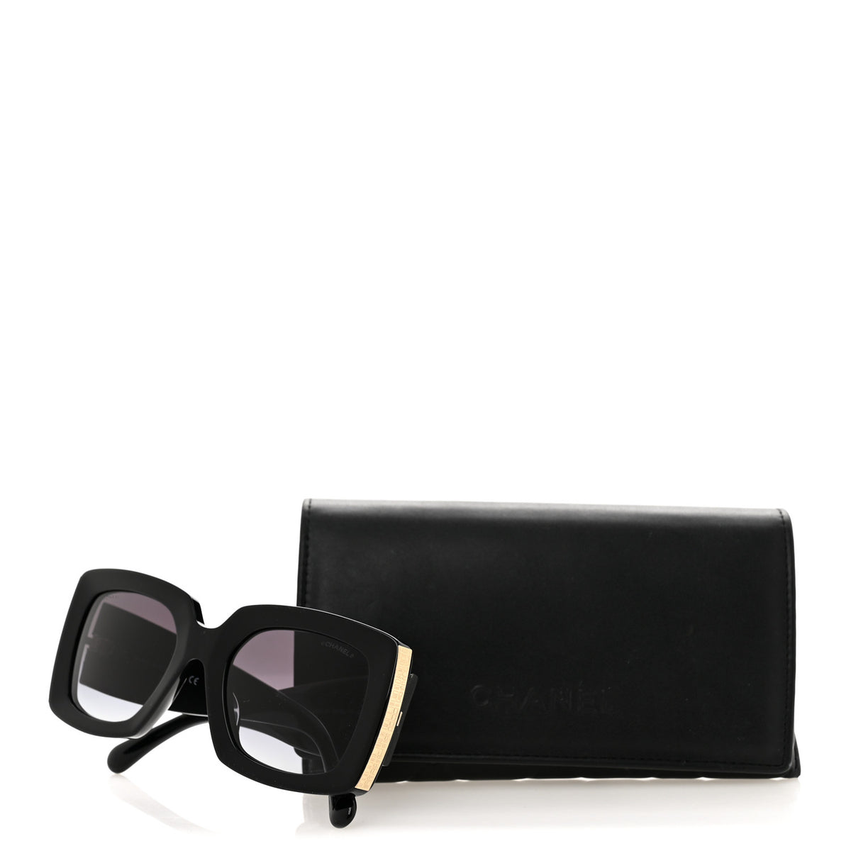 Acetate Rectangle Sunglasses 5435-A Black