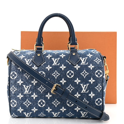 Louis Vuitton Monogram Jacquard Denim Speedy Bandouliere 25 Bleu 11 of 11