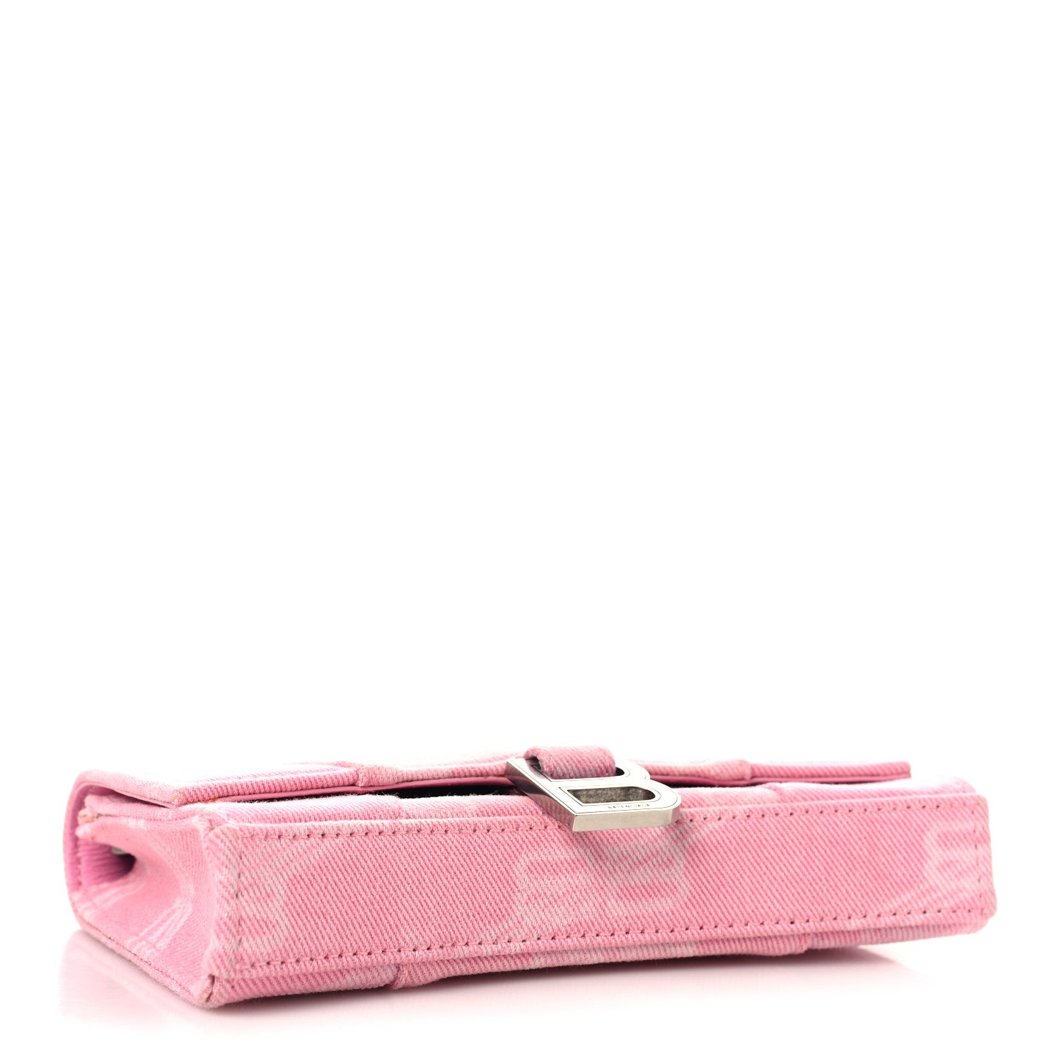 Balenciaga Denim XS Hourglass Wallet On Chain Pink 4 of 9